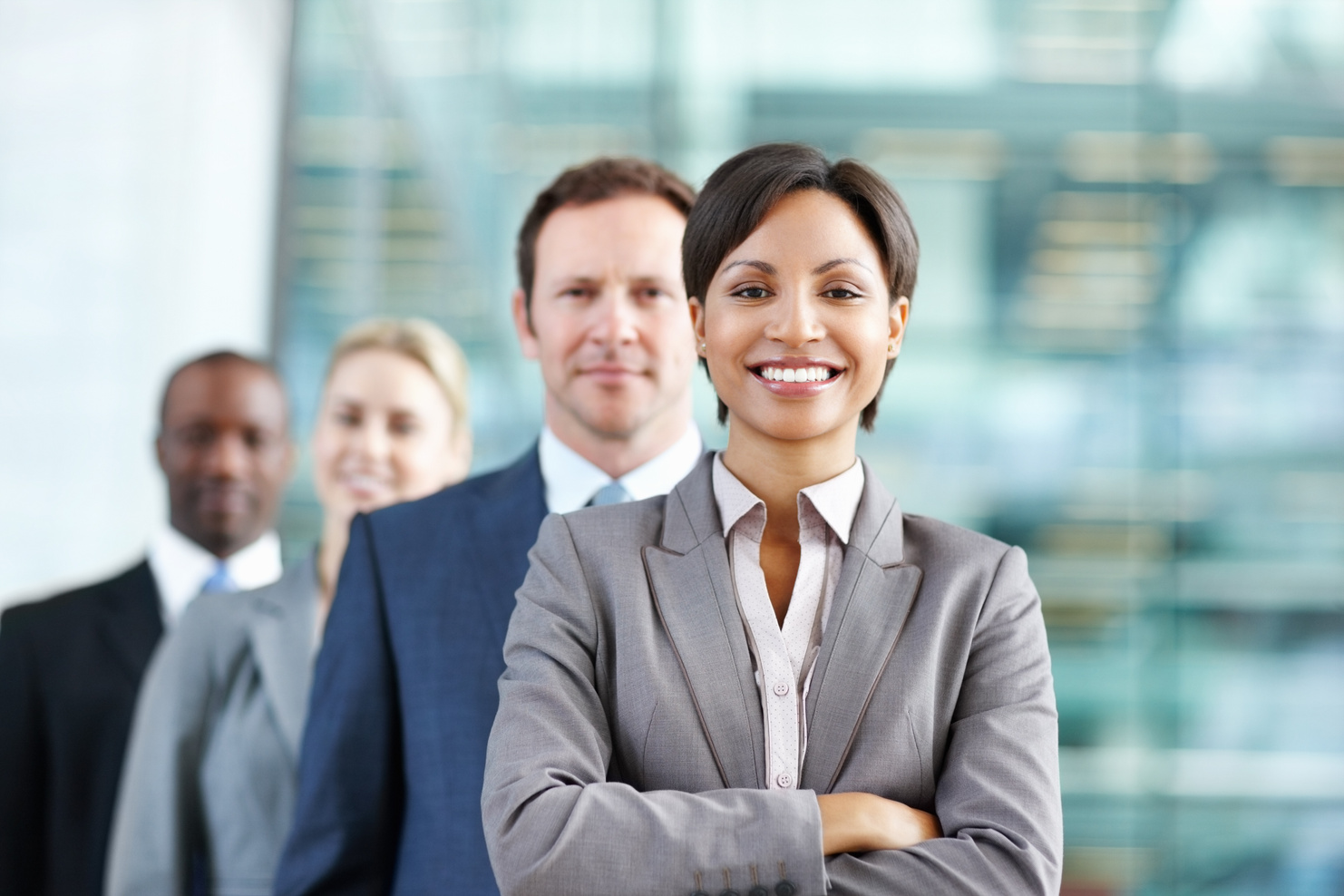 Female executive with her team